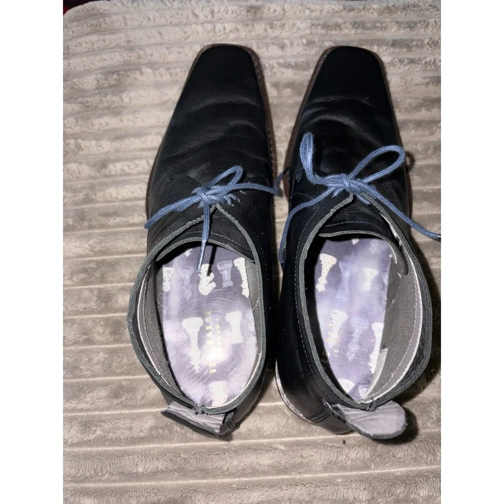 TED BAKER Ashcroft 4 Men's Chukka‎ Boots Size 12 Black Leather Square Toe Shoes